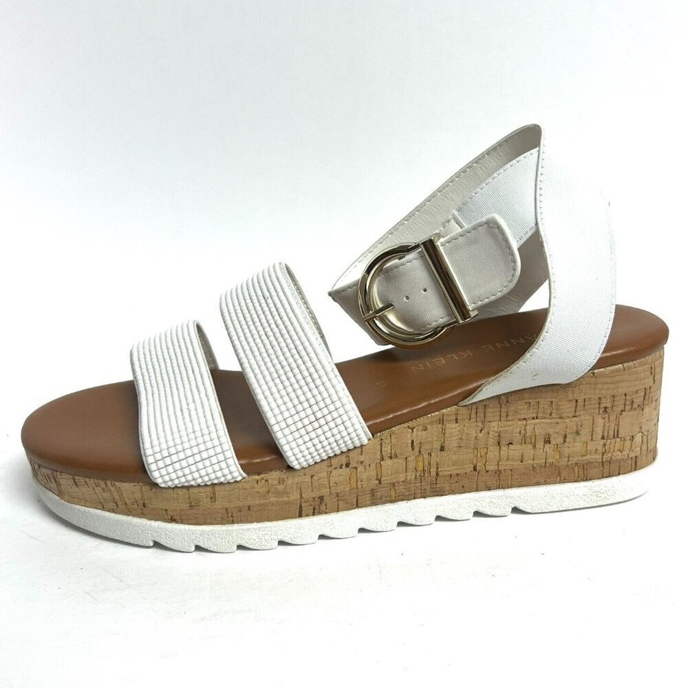 Anne Klein Women's Calisi Wedge Sandals White, Size 9 M